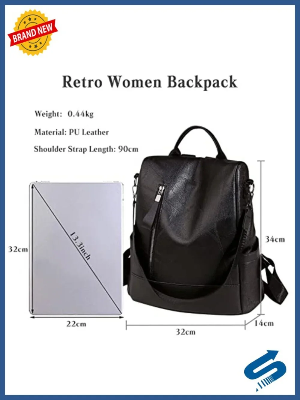 Anti-Theft Waterproof PU Leather Daypack for Travel Work Leisure
